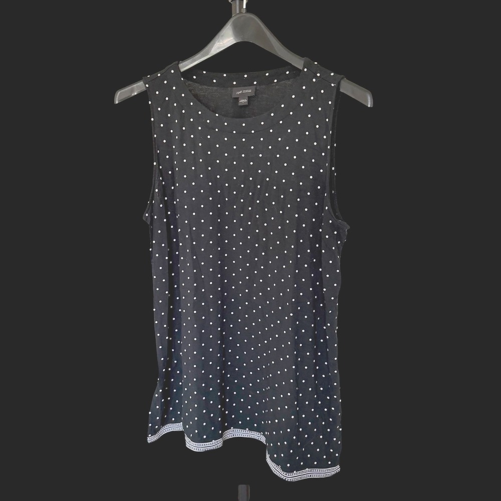 J. Jill Wearever Black White Polka Dot Sleeveless Tank Top Large KTP237311